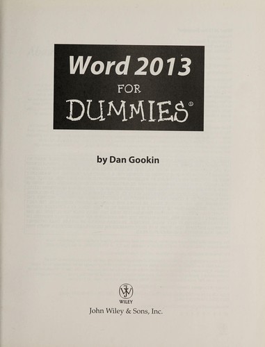 Word 2013 for dummies